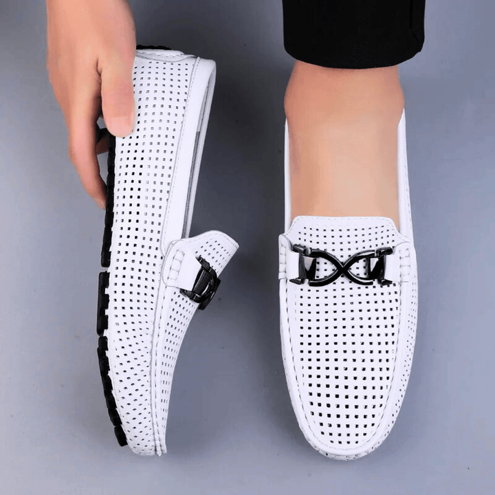 Nortvale - Perforated Genuine Leather Loafers - 14:29;200000124:100010482