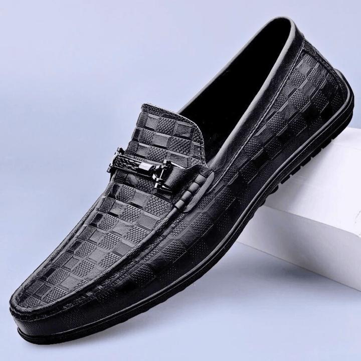 Nortvale - Plaid Genuine Leather Loafers - 14:193#Black;200000124:200000334