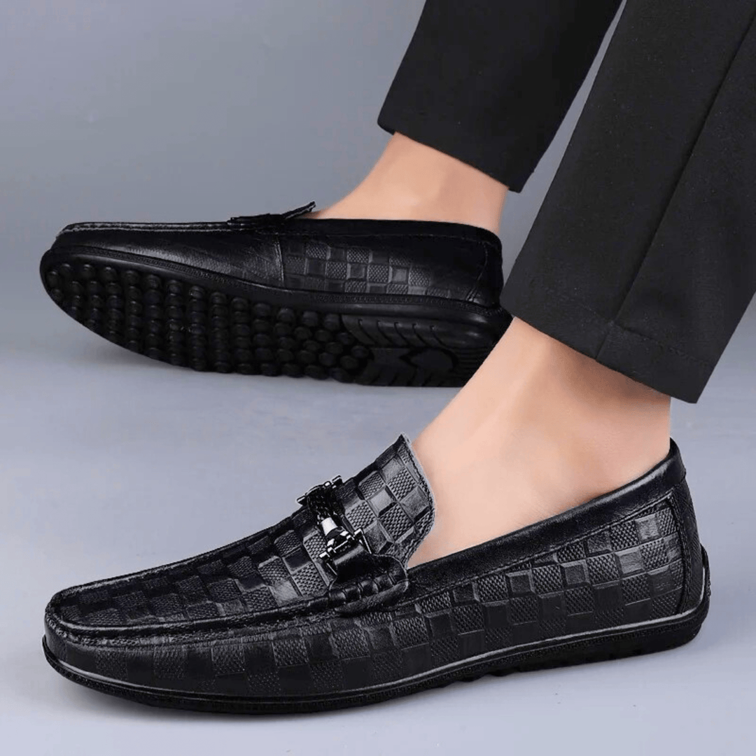 Nortvale - Plaid Genuine Leather Loafers - 14:193#Black;200000124:200000334