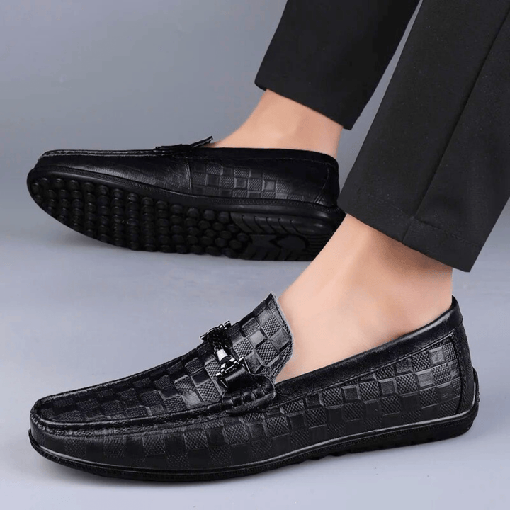 Nortvale - Plaid Genuine Leather Loafers - 14:193#Black;200000124:200000334