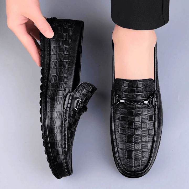 Nortvale - Plaid Genuine Leather Loafers - 14:193#Black;200000124:200000334