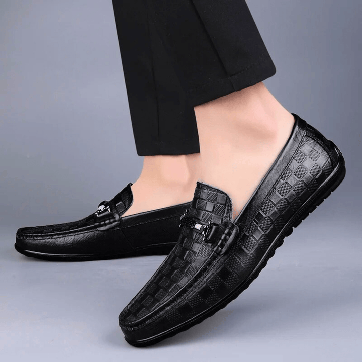 Nortvale - Plaid Genuine Leather Loafers - 14:193#Black;200000124:200000334