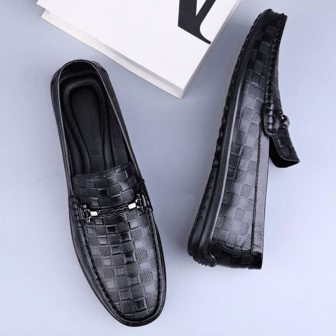 Nortvale - Plaid Genuine Leather Loafers - 14:193#Black;200000124:200000334