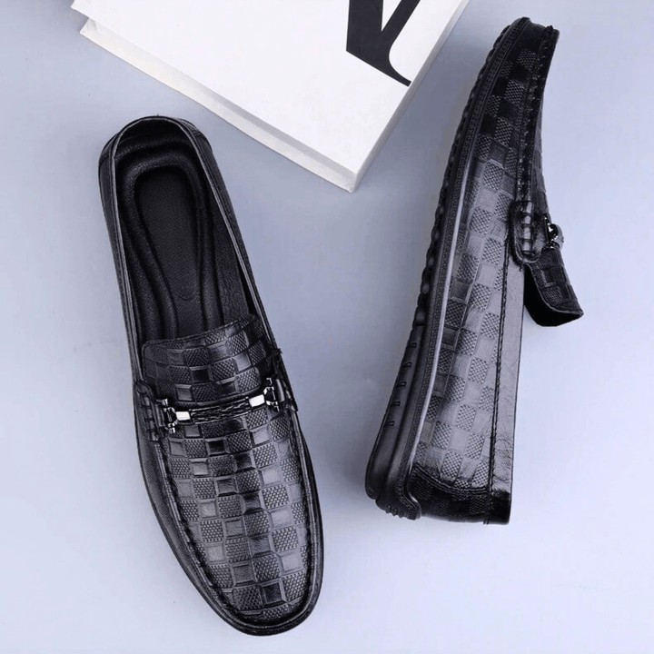 Nortvale - Plaid Genuine Leather Loafers - 14:193#Black;200000124:200000334