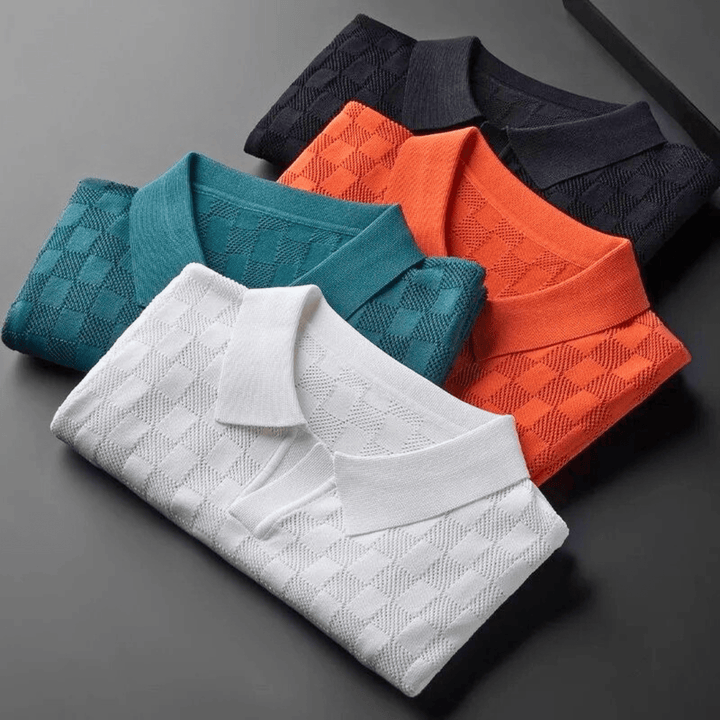 Nortvale - Plaid Ice Silk Polo Shirt - 14:1052#Black;5:361386#Asian M 48 - 56KG