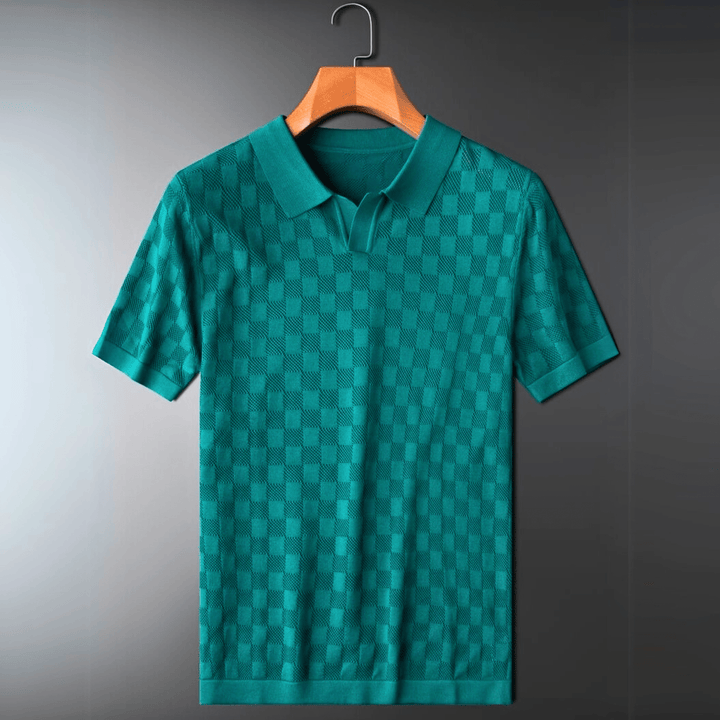 Nortvale - Plaid Ice Silk Polo Shirt - 14:1052#Black;5:361386#Asian M 48 - 56KG