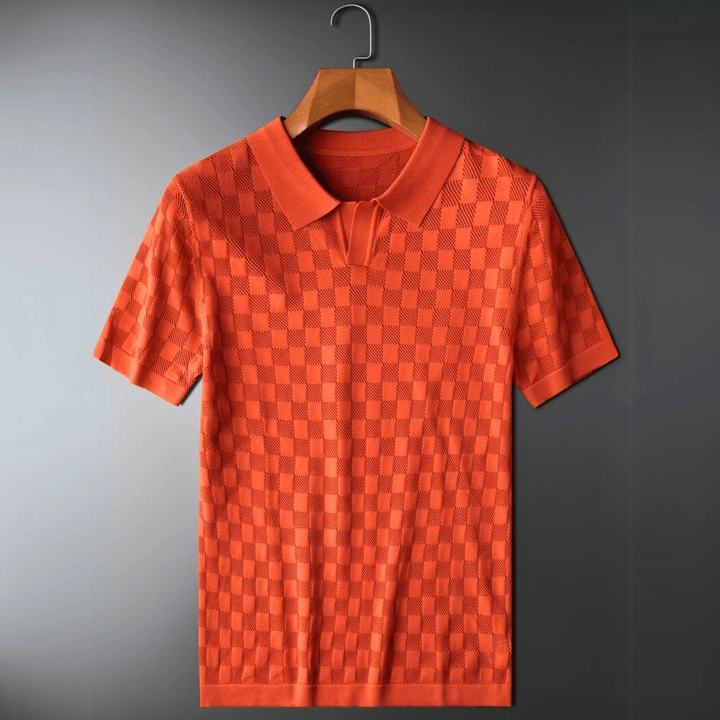 Nortvale - Plaid Ice Silk Polo Shirt - 14:1052#Black;5:361386#Asian M 48 - 56KG
