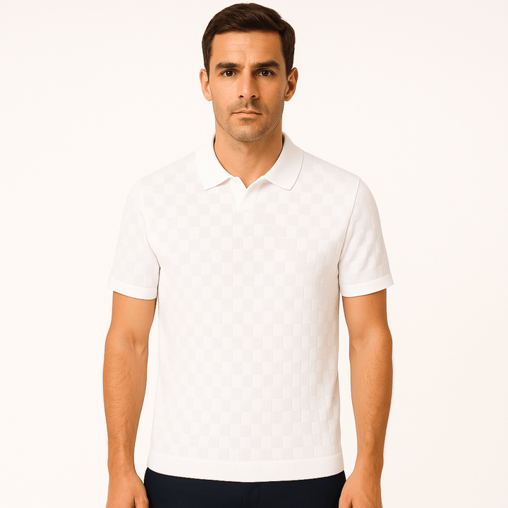 Nortvale - Plaid Ice Silk Polo Shirt - 14:1254#White;5:361386#Asian M 48 - 56KG