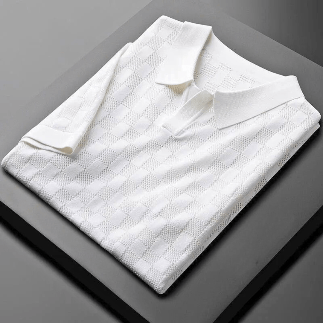 Nortvale - Plaid Ice Silk Polo Shirt - 14:1254#White;5:361386#Asian M 48 - 56KG
