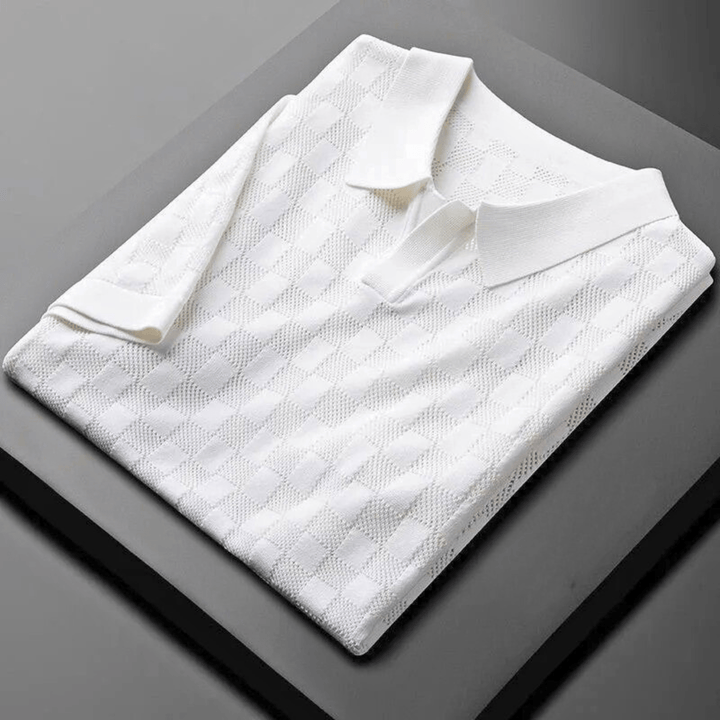Nortvale - Plaid Ice Silk Polo Shirt - 14:1254#White;5:361386#Asian M 48 - 56KG