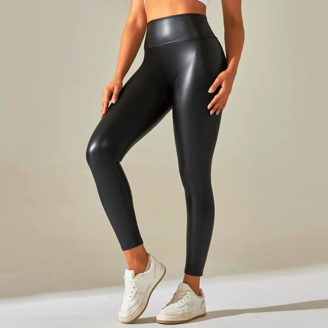 Nortvale - Stretch High - Waist Leather Leggings - 14:771#Black;5:100014066