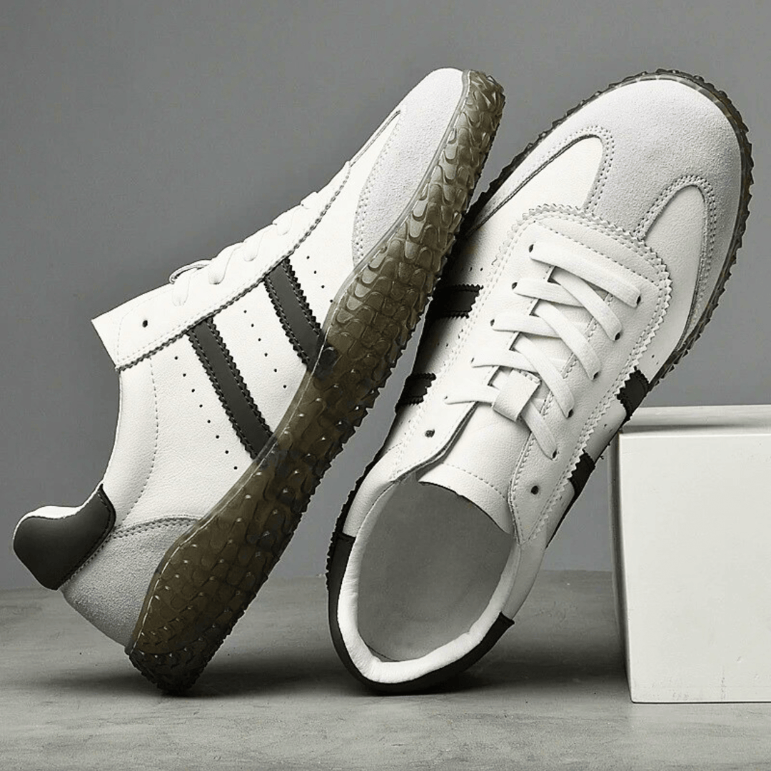 Nortvale - Stride Genuine Leather Trainers - 14:771#Grey White;200000124:200000334