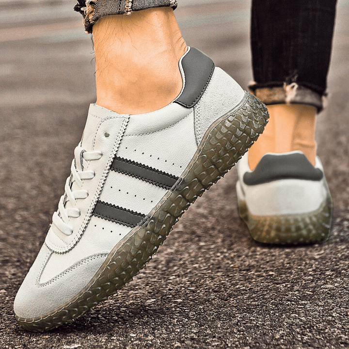 Nortvale - Stride Genuine Leather Trainers - 14:771#Grey White;200000124:200000334