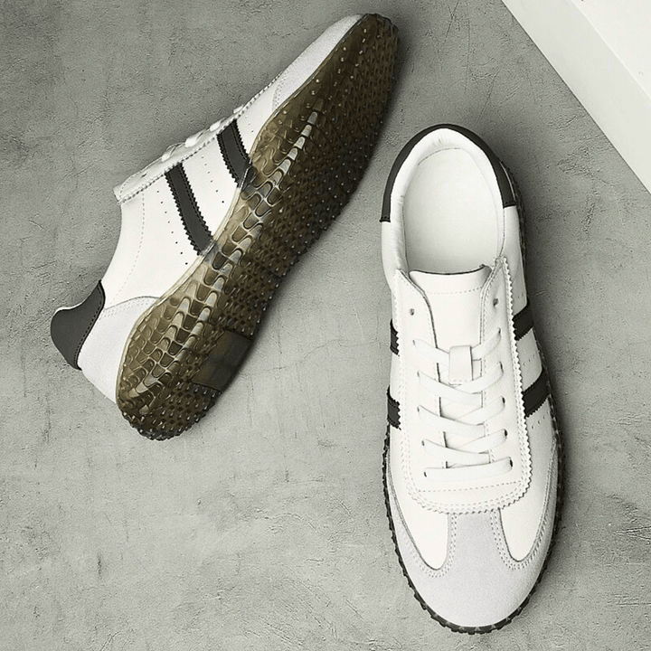 Nortvale - Stride Genuine Leather Trainers - 14:771#Grey White;200000124:200000334