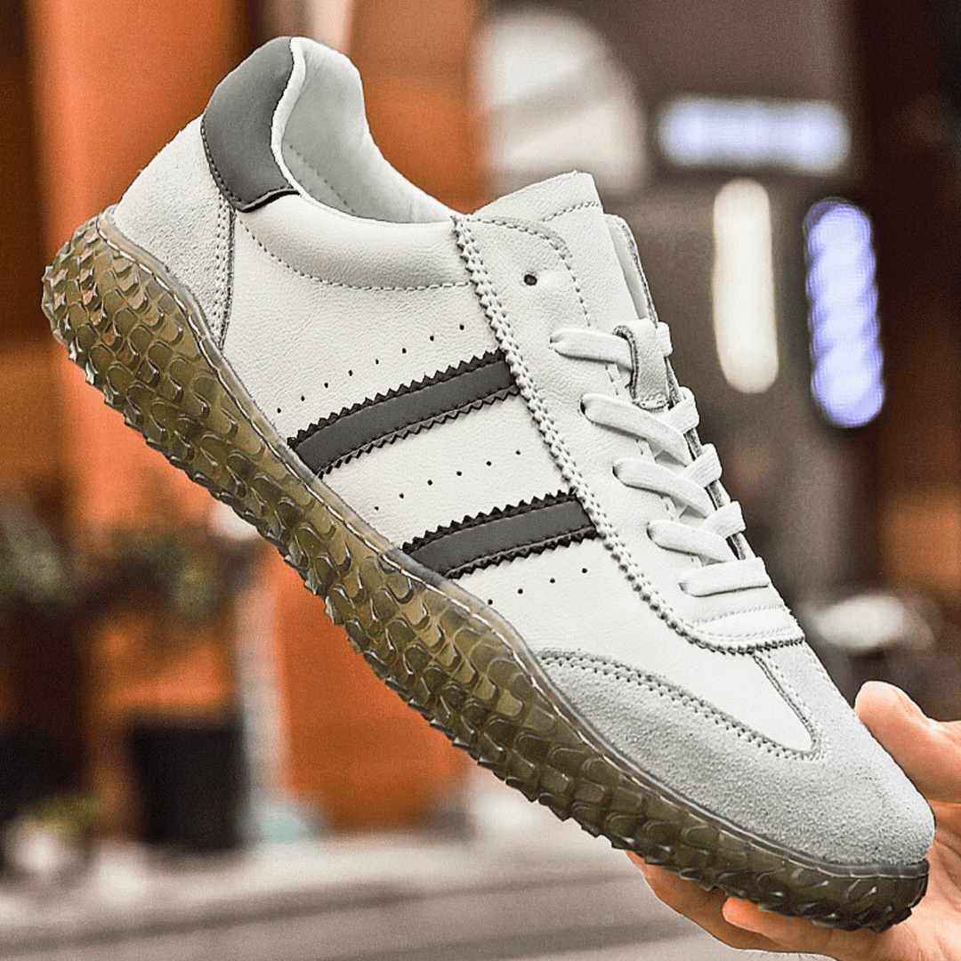 Nortvale - Stride Genuine Leather Trainers - 14:771#Grey White;200000124:200000334