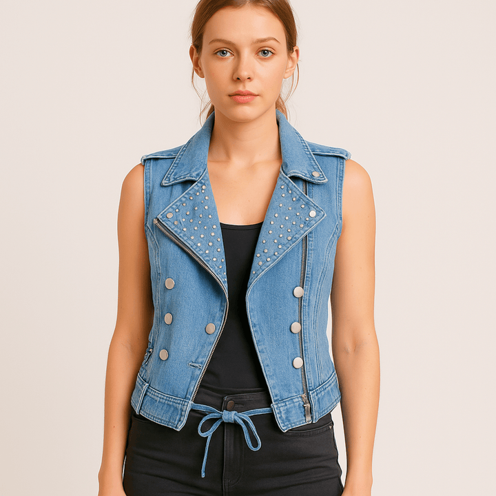 Nortvale - Studded Rebel Denim Vest - 000000000