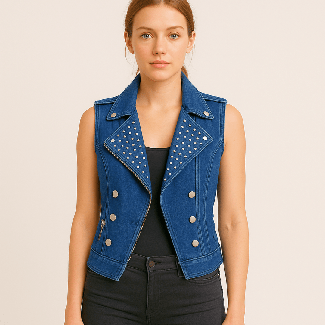 Nortvale - Studded Rebel Denim Vest - 000000000