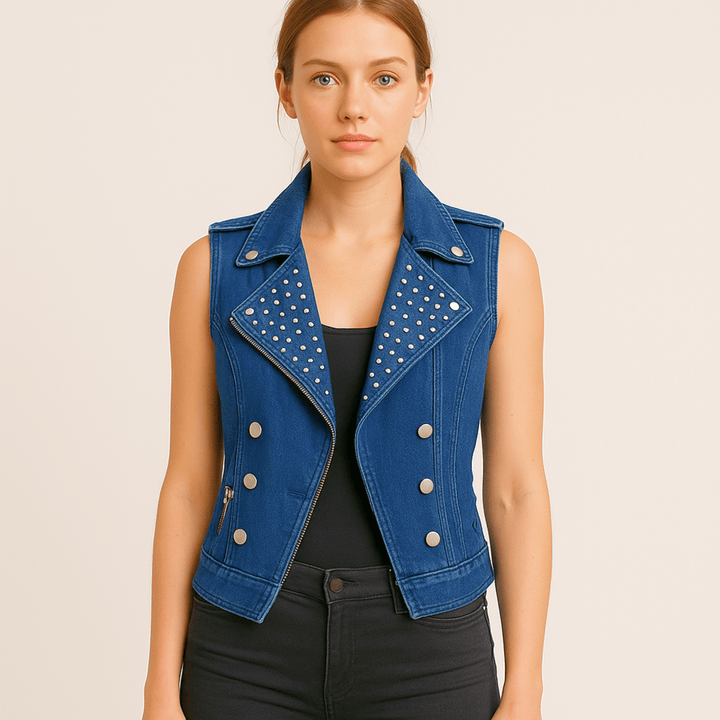 Nortvale - Studded Rebel Denim Vest - 000000000