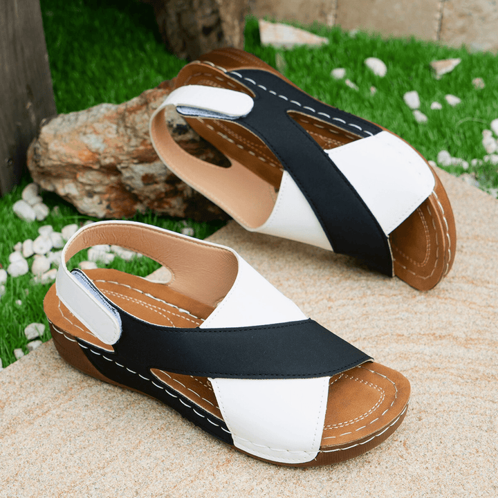 Nortvale - Two - Toned Leather Sandals - 14:193#Black;200000124:200000334