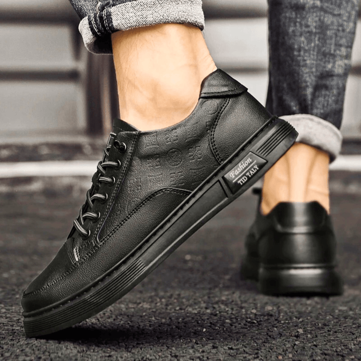 Nortvale - Vero Italiano Genuine Leather Sneakers - 14:193#Black;200000124:200000898
