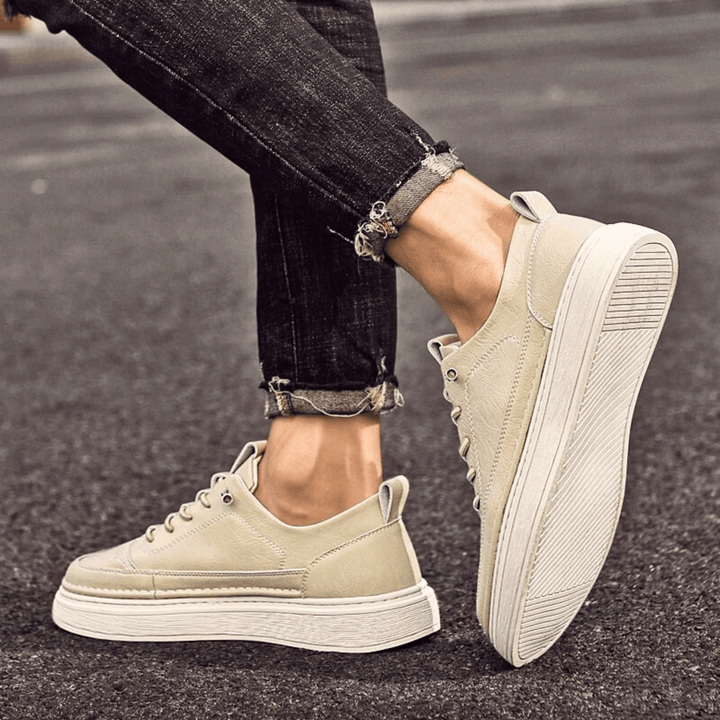 Nortvale - Vulcanized Genuine Leather Sneakers - 14:365458#sandy;200000124:200000334