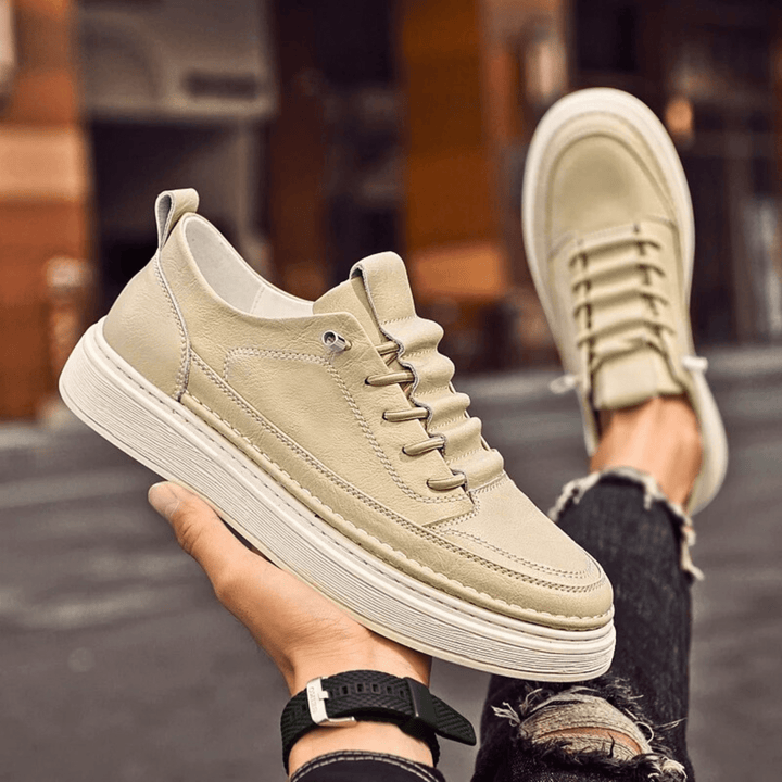 Nortvale - Vulcanized Genuine Leather Sneakers - 14:365458#sandy;200000124:200000334