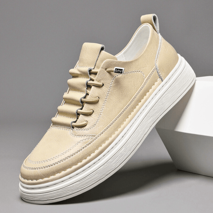 Nortvale - Vulcanized Genuine Leather Sneakers - 14:365458#sandy;200000124:200000334