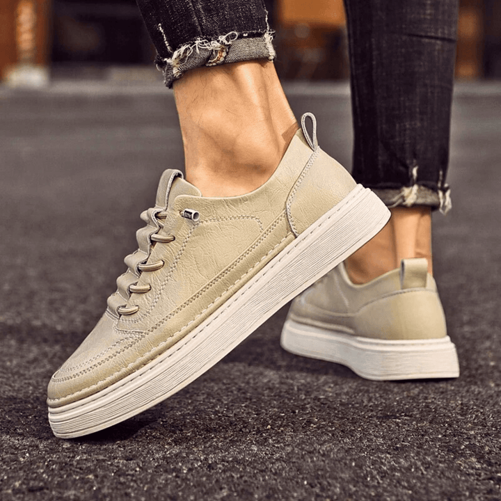 Nortvale - Vulcanized Genuine Leather Sneakers - 14:365458#sandy;200000124:200000334