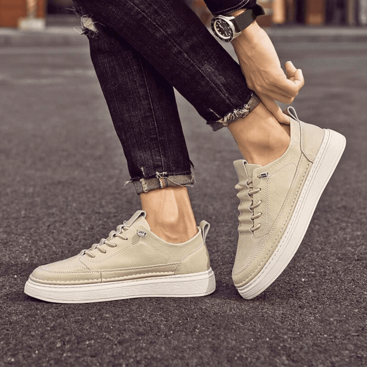 Nortvale - Vulcanized Genuine Leather Sneakers - 14:365458#sandy;200000124:200000334