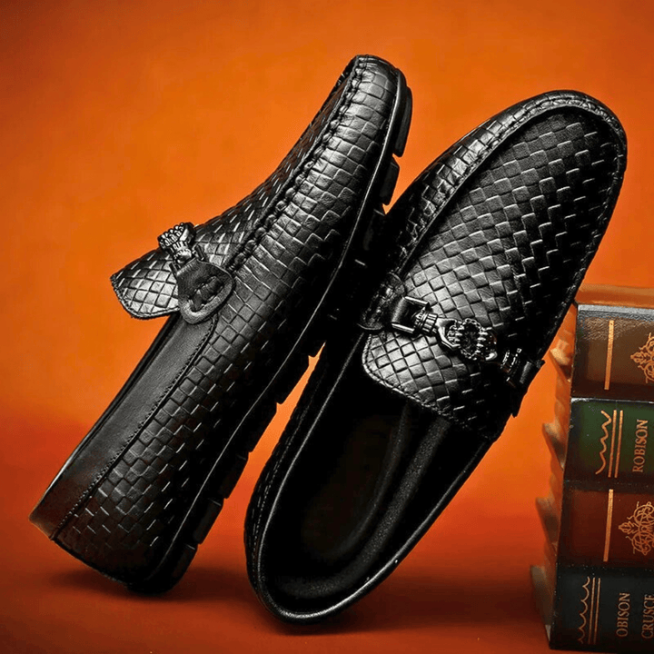 Nortvale - Weave Genuine Leather Loafers - 14:193#Black;200000124:200000334
