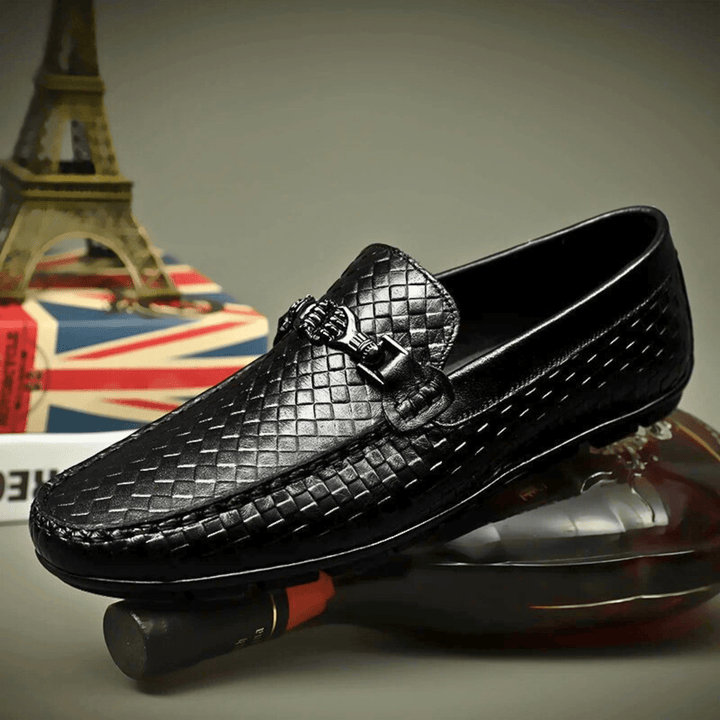 Nortvale - Weave Genuine Leather Loafers - 14:193#Black;200000124:200000334