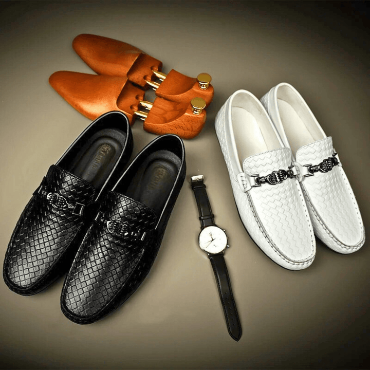 Nortvale - Weave Genuine Leather Loafers - 14:193#Black;200000124:200000334