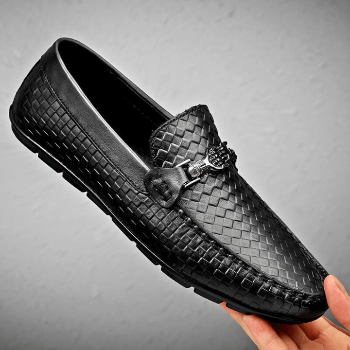 Nortvale - Weave Genuine Leather Loafers - 14:193#Black;200000124:200000334
