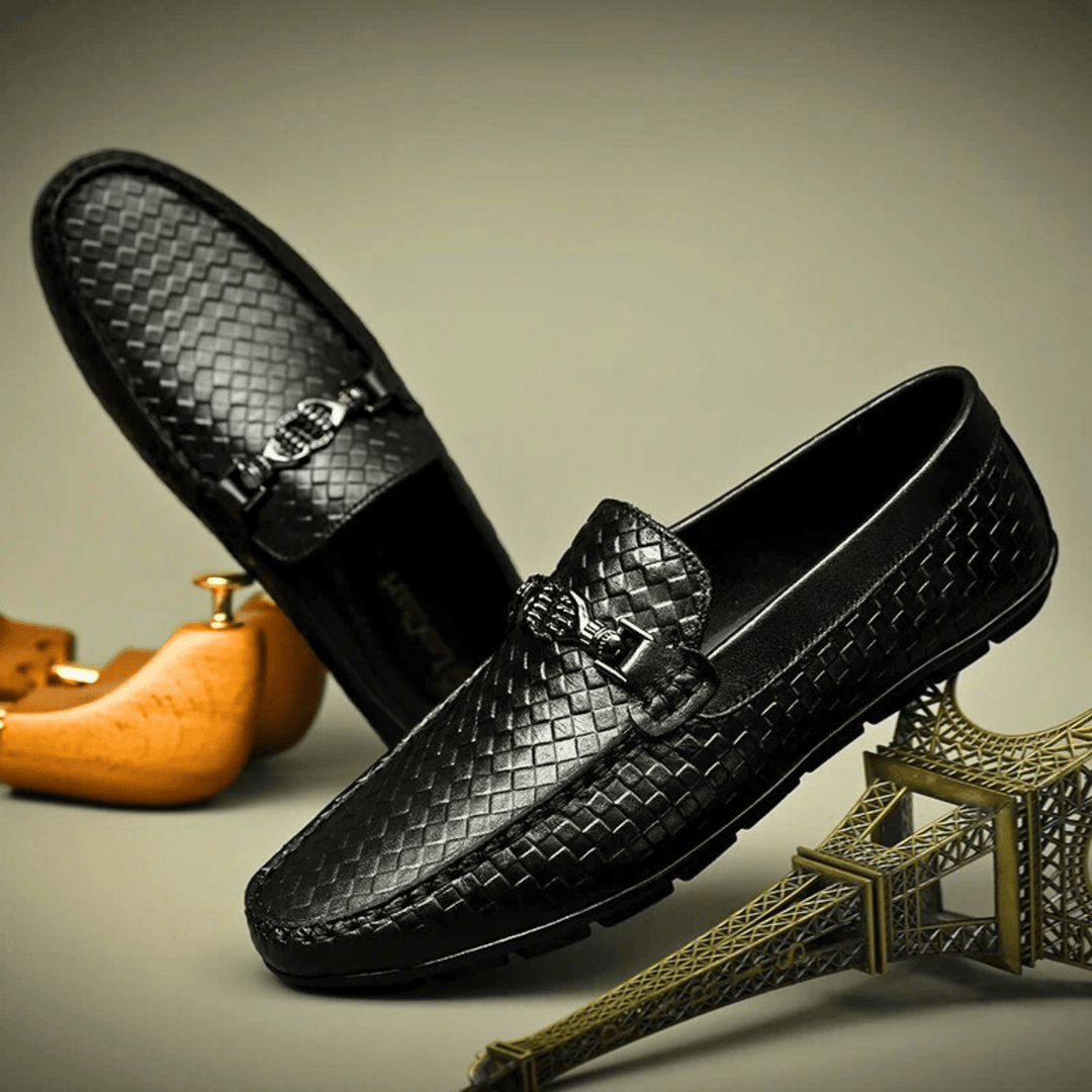 Nortvale - Weave Genuine Leather Loafers - 14:193#Black;200000124:200000334