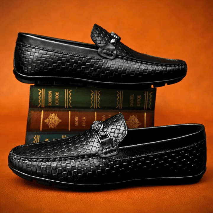 Nortvale - Weave Genuine Leather Loafers - 14:193#Black;200000124:200000334