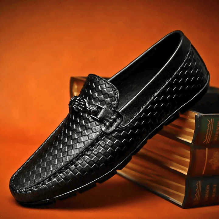 Nortvale - Weave Genuine Leather Loafers - 14:193#Black;200000124:200000334