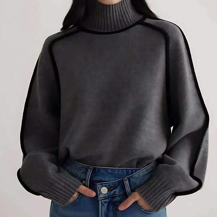 Molvana - Turtleneck Knit Sweater - 14:1254#coffee;5:100014064